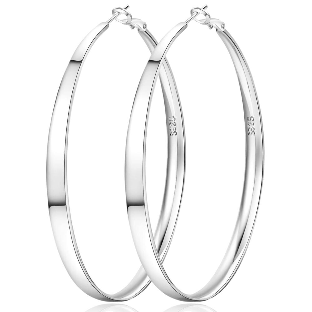 925 Sterling Silver Hoop Earrings for Women Hypoallergenic Extra Large